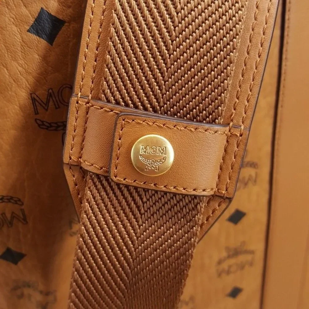 MCM Ottomar Suitcase in Visetos Tan Cognac Leather Weekender Monogram Logo $1390